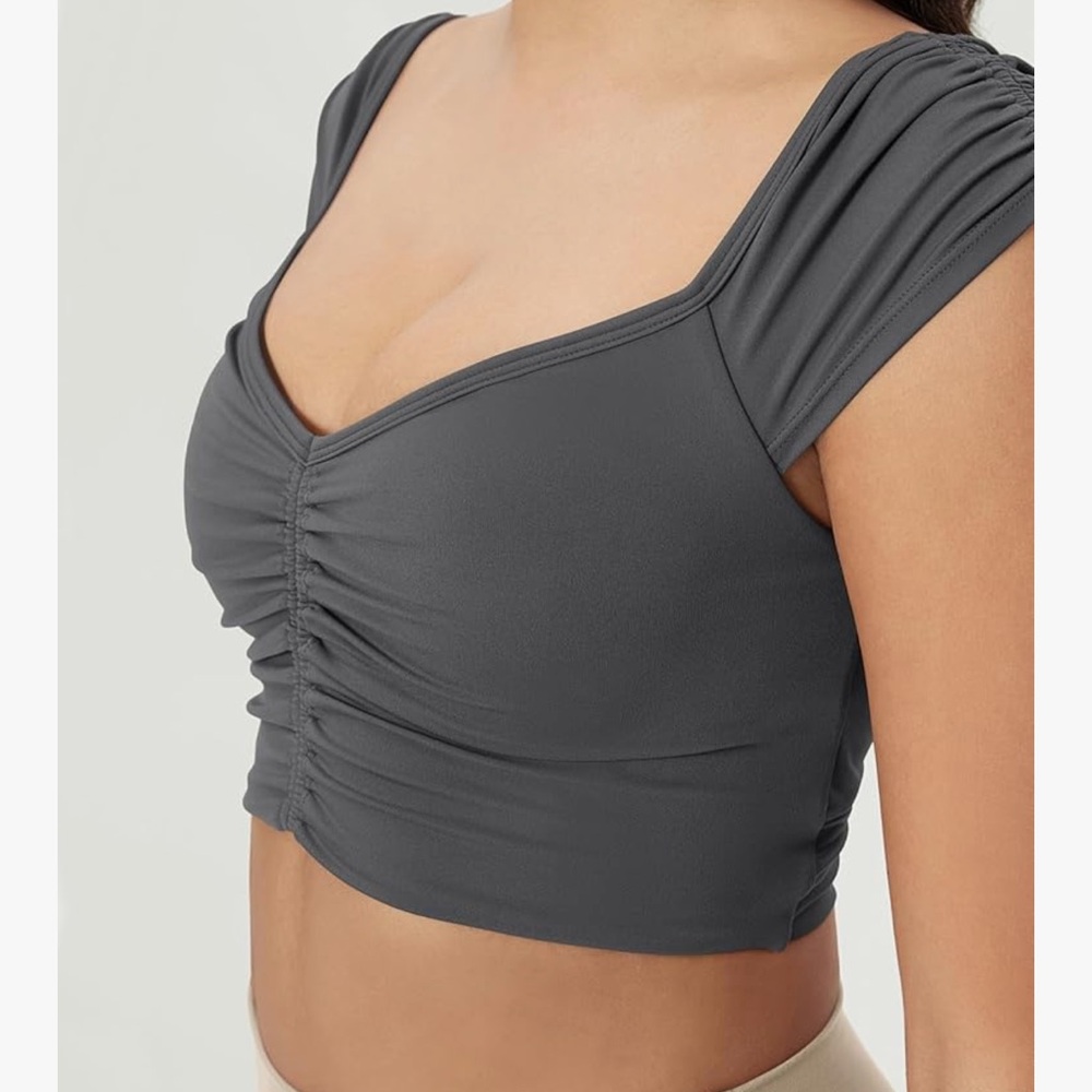 Gray Ruched Women's Top - Picture 2 of 5